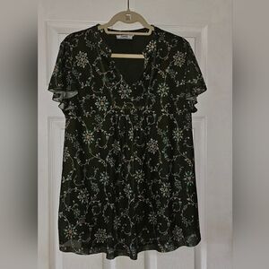 Floral V-Neck Layered Blouse